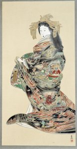 Jigoku Reigan of portret van een mooie vrouw door Japanese School