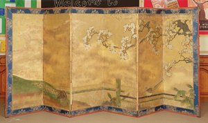 Een van een paar beschilderde schermen, Japans, laat 17e of vroeg 18e eeuw door Japanese School