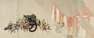 Geïllustreerd verhaal van de Heiji-opstand (1159-1160) (Keizerlijk bezoek aan Rokuhara) - Tweede rol door School Japanese