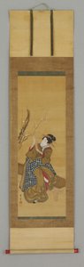 Ukiyoe, vrouw zittend op bank door Japanese School