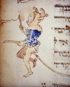 Een hofnar. 13e-eeuws Joods manuscript. Biblioteca Palatina, Parma. door School Jewish