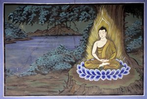 Het leven van Boeddha: Boeddha in meditatie - Yongju Tempel, Suwon regio, Zuid-Korea.