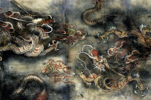 Draken, decoratie van de boeddhistische tempel van Pongwon, Seoul, Korea