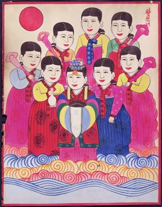 Pal Seonnyeo (natuurlijk pigment op papier) door School Korean