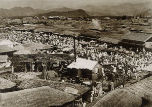 Uitzicht op de markt in Daegu, Korea