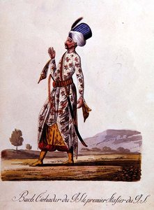 Sultan, uit album van Turkse kostuums, eind 18e eeuw door School Levantine