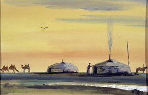 Joerten en Kamelen, Mongolië - Mongoolse Aquarel
