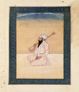 Een bebaarde Tambura Speler, uit het Grote Clive Album door School Mughal