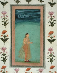 Dame met een bloem, uit het Kleine Clive Album door School Mughal