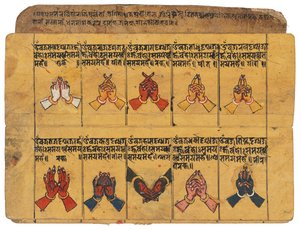 Een Thyasapu Manuscript met Iconografische Illustraties van Mudra
