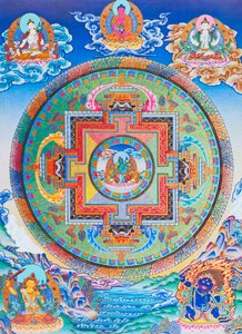 Groene Tara Mandala die de moederlijke beschermer uit alle gevaren in de oceaan van het bestaan afbeeldt