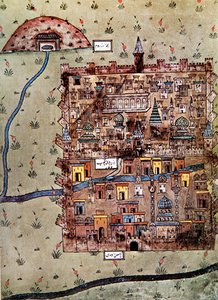 Kaart van Erzerum, Turkije c.1600 door School Ottoman