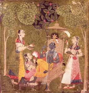 Krishna en maagden, Himachal Pradesh, Pahari School, c.1710
