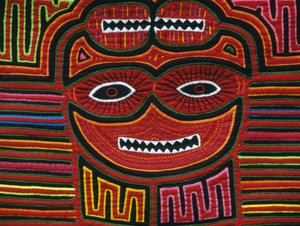 Handgenaaid gekleurd katoen, San Blas Archipel, Republiek Panama (detail)