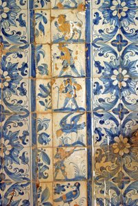 Paneel met jachtscènes, Tarouca, Portugal door School Portuguese