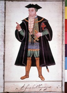 Portret van Alphonse (Alfonso of Afonso) door Albuquerque (1453 - 1515). Portugees manuscript uit de 15e eeuw