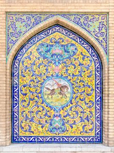 Tegeltableau in het Golestan-paleis, Teheran, Iran