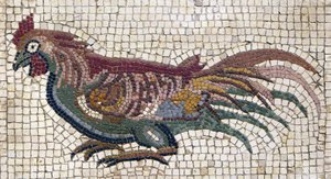 Bonte haan van de grond van een Romeinse villa in Tunesië (mozaïek) door School Roman