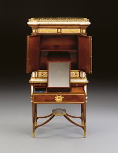 Een Russische ormolu-gemonteerde witte marmeren en mahonie bonheur du jour, ca. 1790 door School Russian