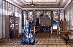 Een Vrijgezelle Vrouw in een Neoklassieke Zitkamer Interieur, c.1835 door School Russian