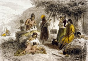 Bohemiens, Rusland (kleurgravure)