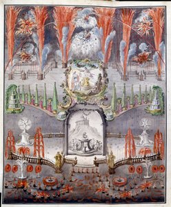 Vuurwerk en verlichting op 17 september 1747 in Gostilitsy (Rusland)
