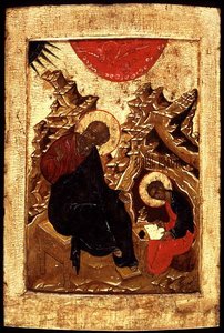 Icoon van St. Johannes de Evangelist en zijn discipel Prokhor door School Russian
