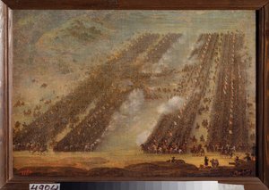 De slag bij Poltava op 8 juli 1709 door School Russian