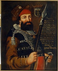 Portret van de Kozakkenleider en veroveraar van Siberië, Yermak Timofeyevitch door School Russian