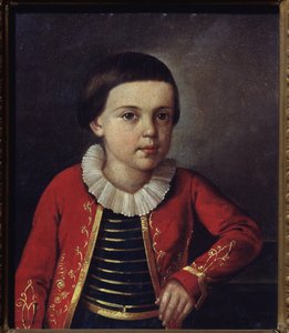 Portret van de dichter Mikhail Lermontov als kind door School Russian