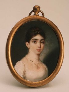 Portret van Darya Mikhailovna Opochinina (1788-1854) door School Russian