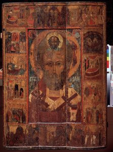 Sint Nicolaas van Myra of Bari, met scènes uit zijn leven door School Russian