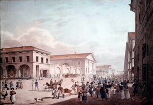 Uitzicht op Sint-Petersburg, Sodovaia Straat in 1820 door School Russian