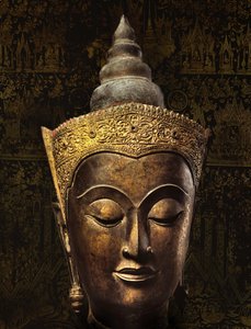 Ayutthaya stijl hoofd van een gekroonde Boeddha afbeelding