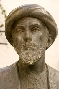 Hoofd van Mozes Maimonides (1135-1204) (brons) (detail) door School Spanish