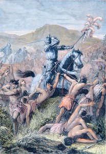 Hernan Cortes bij de Slag om Otumba, Mexico