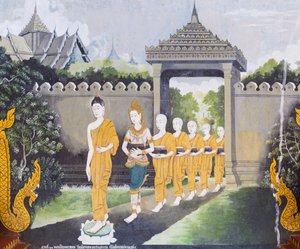 Fresco met een scène uit het leven van Boeddha, Wat Phra That Doi Suthep tempel