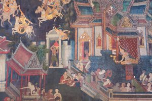 Muurschilderingen in de Buddhaisawan-kapel, paleis van Wang Na door School Thai