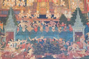 Muurschilderingen in de Buddhaisawan-kapel, paleis van Wang Na door School Thai