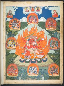 Een van 12 tekeningen die Tibetaanse godheden afbeelden door een Tibetaanse kunstenaar, waarschijnlijk in Lhasa, ca. 1800 door School Tibetan