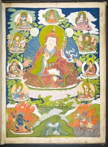 Een van 12 tekeningen die Tibetaanse godheden uitbeelden door een Tibetaanse kunstenaar, waarschijnlijk in Lhasa door School Tibetan