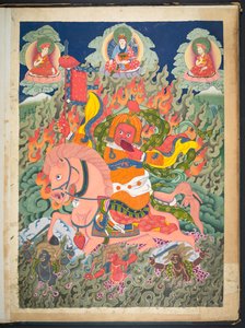 Een van 12 tekeningen die Tibetaanse godheden uitbeelden door een Tibetaanse kunstenaar, waarschijnlijk in Lhasa door School Tibetan