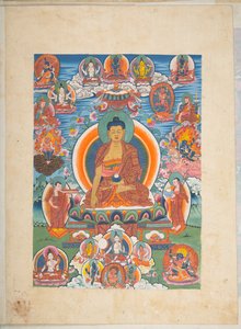 Een van 12 tekeningen die Tibetaanse godheden afbeelden door een Tibetaanse kunstenaar, waarschijnlijk in Lhasa, c.1800 door School Tibetan