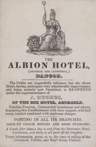 Advertentie voor het Albion Hotel, Bangor, Noord-Wales door School Welsh