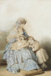 Koningin Maria Amalia van de Fransen, met kinderen van Prins Louis, Hertog van Nemours, 1845 door School of Franz Xaver Winterhalter