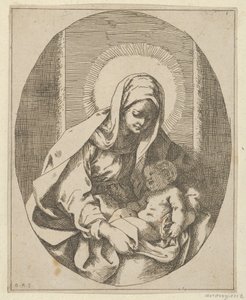 De Maagd met het Christuskind op haar schoot, een ovale compositie, naar Reni, 1620-50