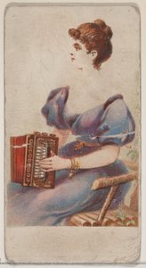 Accordeon, uit de serie Muziekinstrumenten N82 voor Duke sigaretten, 1888 door Schumacher and Ettlinger