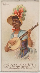 Banjo, uit de serie Muziekinstrumenten N82 voor Duke merk sigaretten, 1888