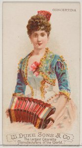 Concertina, uit de serie Muziekinstrumenten N82 voor Duke sigaretten, 1888 door Schumacher and Ettlinger
