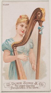 Harp, uit de serie Muziekinstrumenten N82 voor Duke merk sigaretten, 1888 door Schumacher and Ettlinger